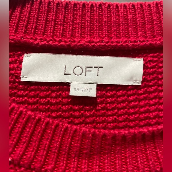 Loft Textured Red Sweater with Button Sleeve - Picture 3 of 3
